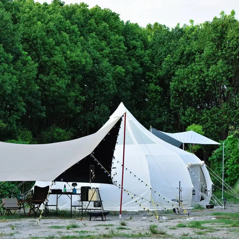 TENT Extra Large Outdoor Rainproof Oxford Cloth Cotton Luxury Yurt Tent Camping Luxury Family Living Lotus Tents