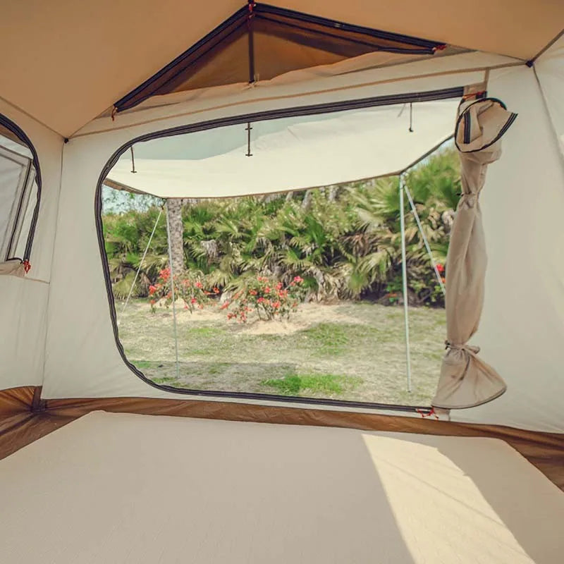 Outdoor camping, double decker tent, family multi person cabin, light luxury camping tent