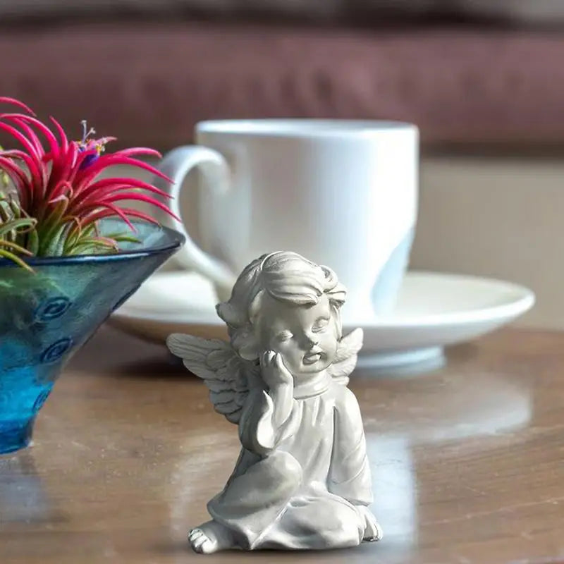 Sleeping Angel Statue Resin Cute Angel Decoration Figurine Outdoor Home Desktop Cherub Adorable Cherubs