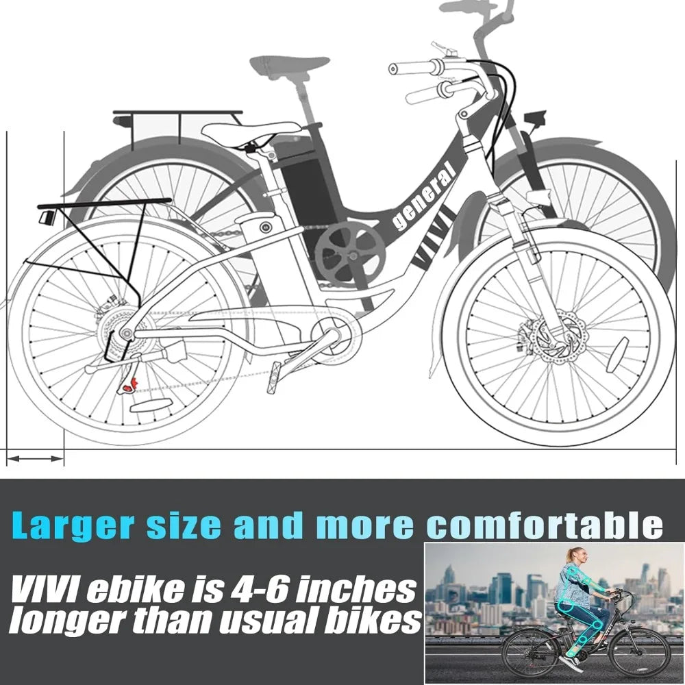 Electric Bike, 26'' Electric Bike for Adults, 500W Ebike with 48V Removable Battery, Electric Commuter Cruiser Bike 20MPH
