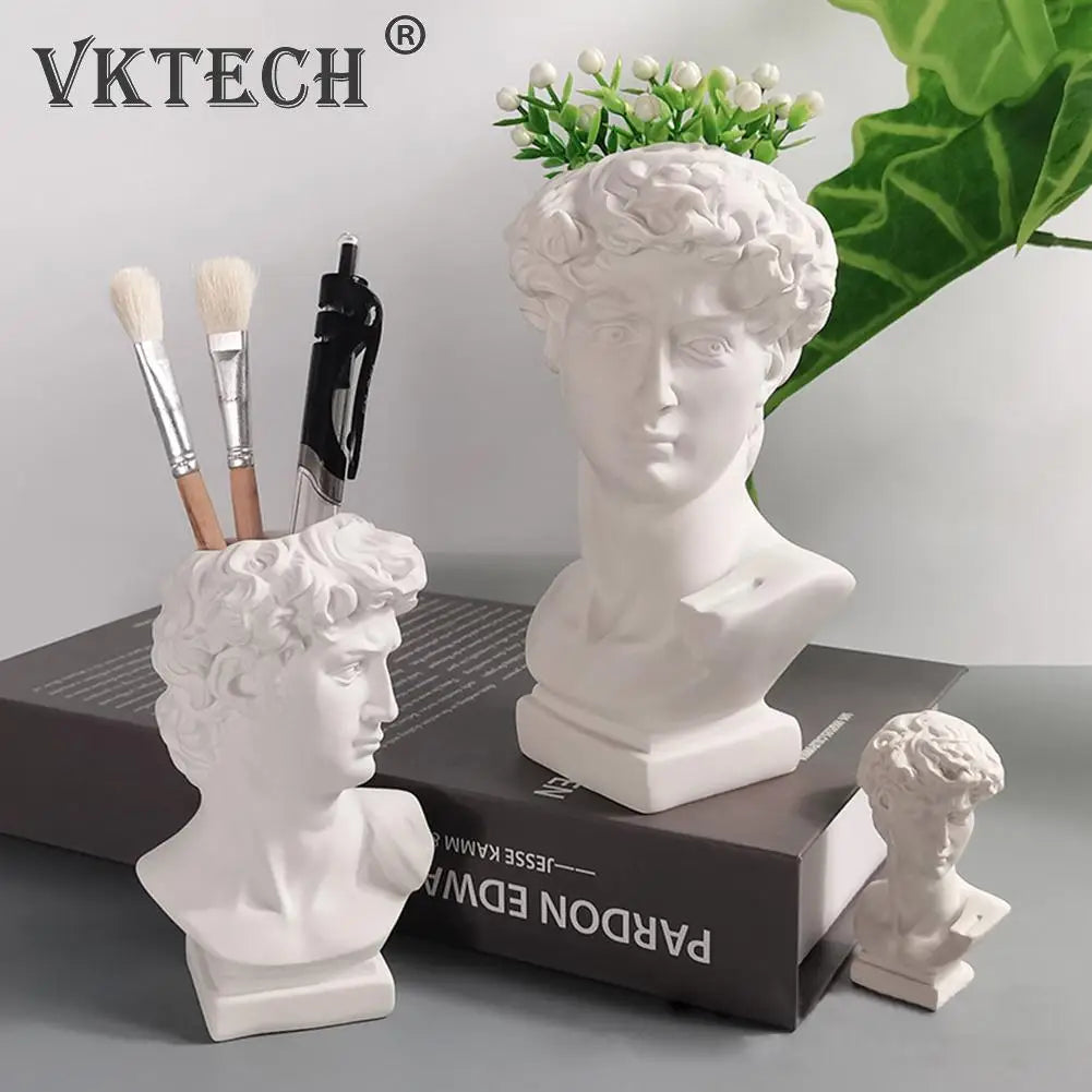 Greek Mythology Figurine David Head Portraits Bust Mini Gypsum Statue Drawing Practice Crafts Plaster Sculpture Nordic Decor