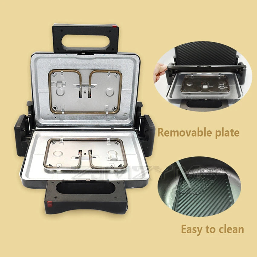 2000W Electric Sandwich Maker Grill Panini Non Stick Pan Waffle Toaster Cake Breakfast Machine Barbecue Steak Frying Oven 220V