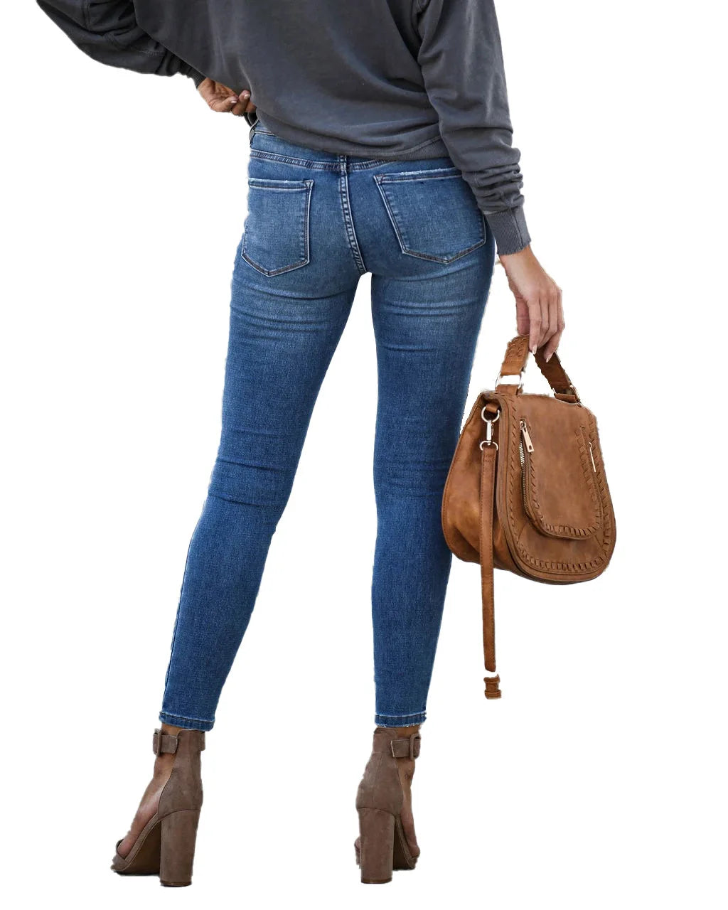 2024 Spring New Black and Blue Women Skinny Jeans Fashion Casual Slim Elastic Denim Pencil Pants Ankle-Length Jeans Top Quality