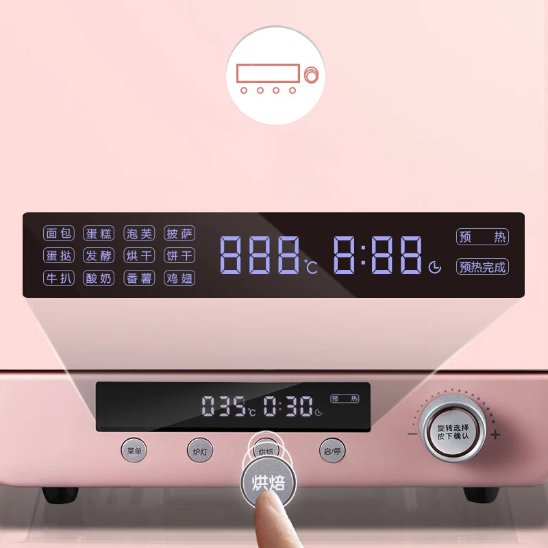 Household 20L Electric Oven for Bread Mini Oven Toaster Cyclone Steam Electric Oven Pizza Multifunction Breakfast Machine 220V