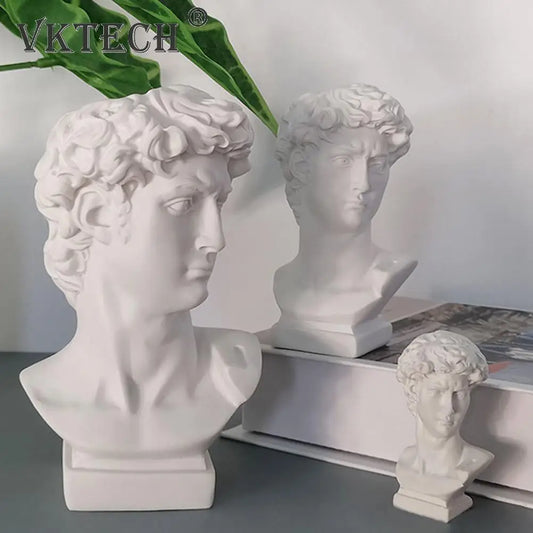 Greek Mythology Figurine David Head Portraits Bust Mini Gypsum Statue Drawing Practice Crafts Plaster Sculpture Nordic Decor