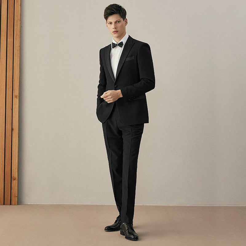 Wedding Suit For Men Groom Dress Formal Business Man Black Suits Set Blazer + Vest + Pant Slim Style Plus Size 58A