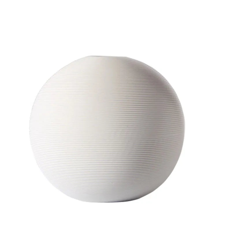 White ball shape flower vase ceramic pot artifical flowers holder home office entrance shelf decoration round 13 & 18cm size