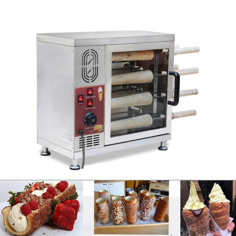 Electric Chimney Cake Kurtos Kalacs Oven Waffle Maker Machine Automatic Toaster Roll Hungary Chimney Bread Rolls Maker