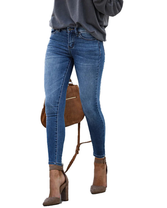 2024 Spring New Black and Blue Women Skinny Jeans Fashion Casual Slim Elastic Denim Pencil Pants Ankle-Length Jeans Top Quality