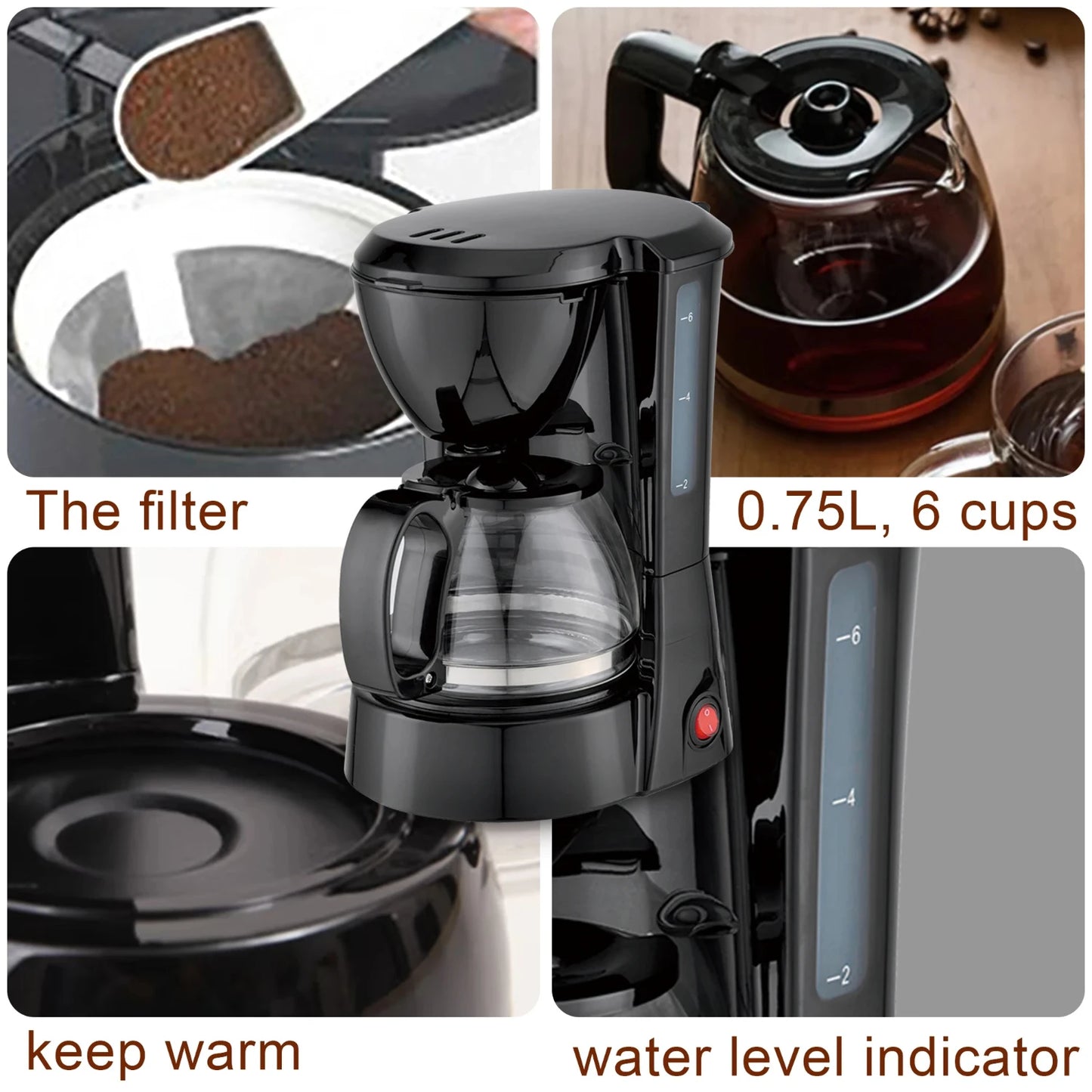 NEW Fun Brewing Experience with Drip Coffee Maker, 1.8L Capacity Household Coffee Machine with Programmable Timer, 1000W Digital