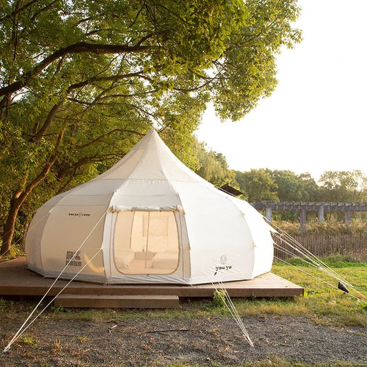 TENT Extra Large Outdoor Rainproof Oxford Cloth Cotton Luxury Yurt Tent Camping Luxury Family Living Lotus Tents
