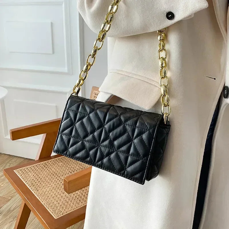 GCB02  Fashion Plaid Shoulder Bag Thick Chain Underarm Bags For Women Brand Designer Handbags And Purses MM22