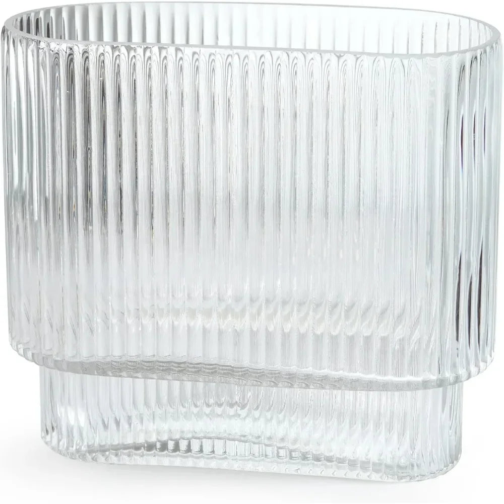 Clear Glass Vase Glass Vases for Flowers Clear Vase for Living Room Dining Table Entryway Office Decor (Clear-7" H) home decor