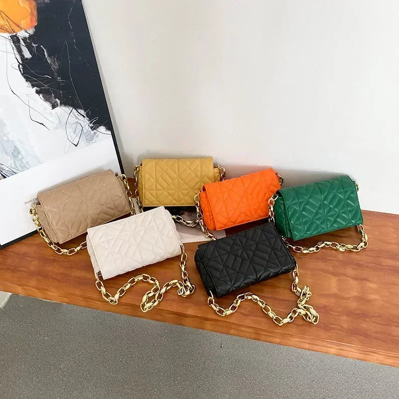 GCB02  Fashion Plaid Shoulder Bag Thick Chain Underarm Bags For Women Brand Designer Handbags And Purses MM22