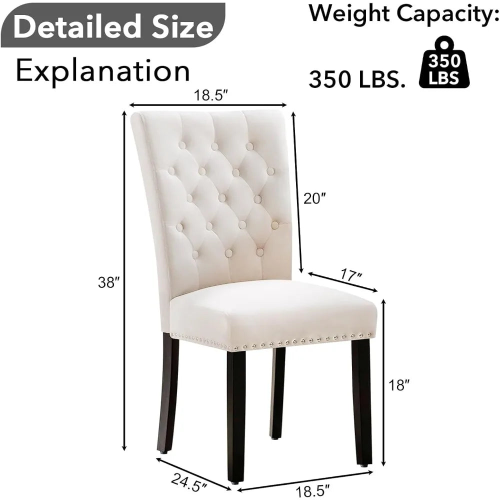 Dining Kitchen Chair Set of 2, Parsons Upholstered Dining Room Chair, Wood Accent Chair with Nailed Trim
