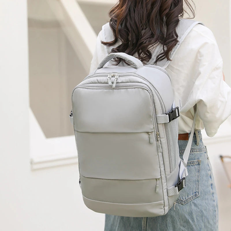 Women Travel Backpack Water Repellent Daypack Teenage Girls USB Charging Laptop Schoolbag With Luggage Strap Shoes Bag 2024 New