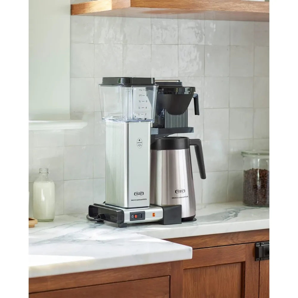 Coffee Brewer, 40 oz, Polished Silver, automatic coffee machine