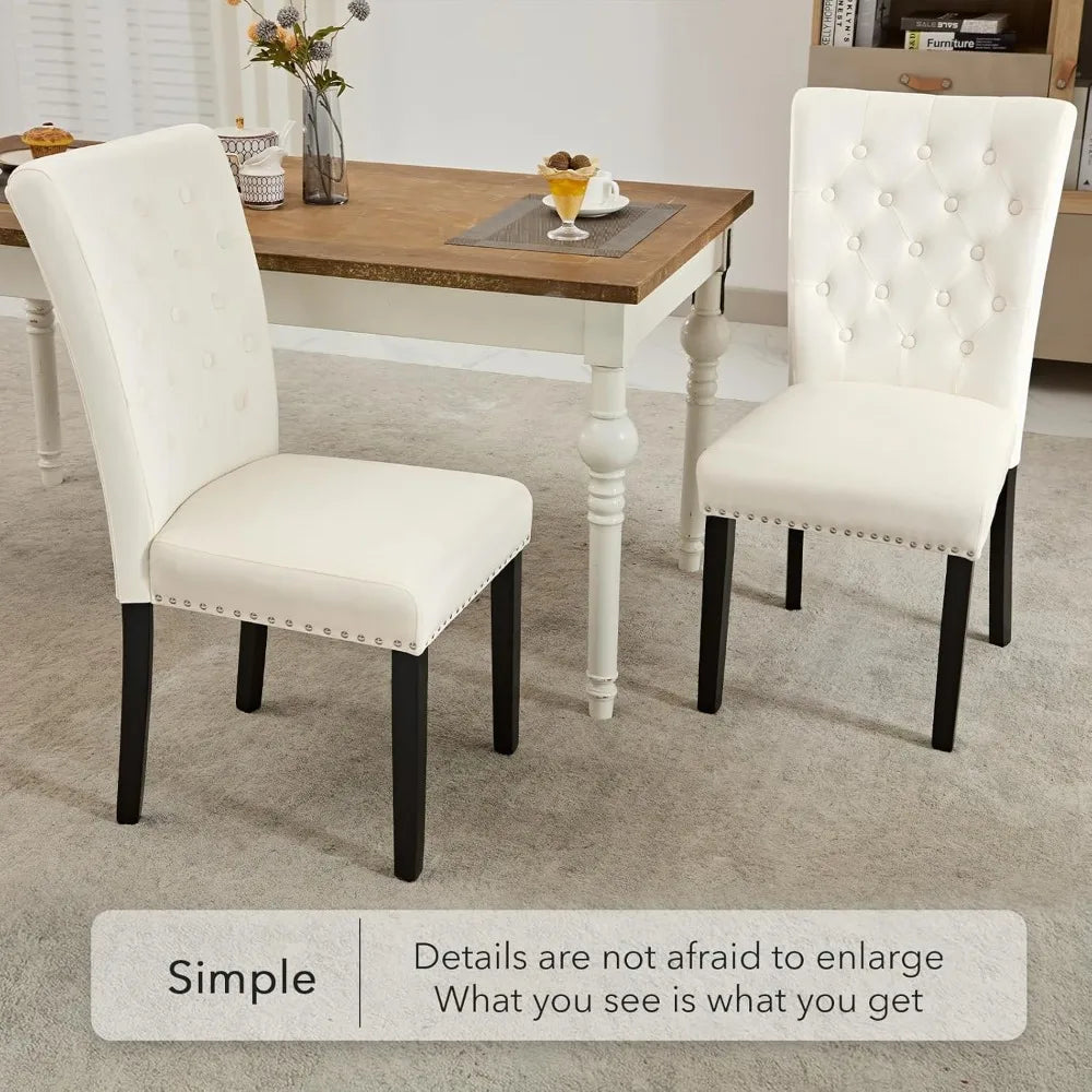 Dining Kitchen Chair Set of 2, Parsons Upholstered Dining Room Chair, Wood Accent Chair with Nailed Trim