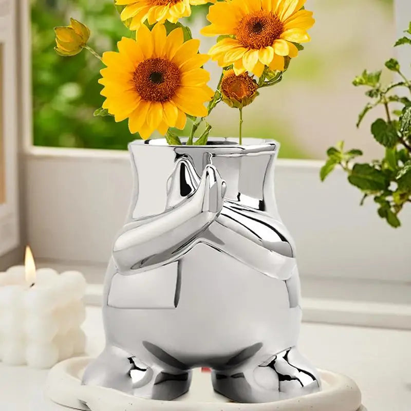 Desk Body Statue Vase Funny Decorative Vase Modern Flower Arrangement Container Small Half Body Vase For Elegant Home Accent