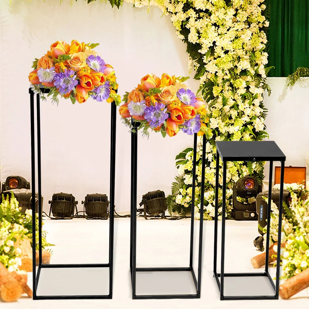 3 Metal Stand Plant Stand High Square Rack Flower Holder Home Office Yard Wedding Decor