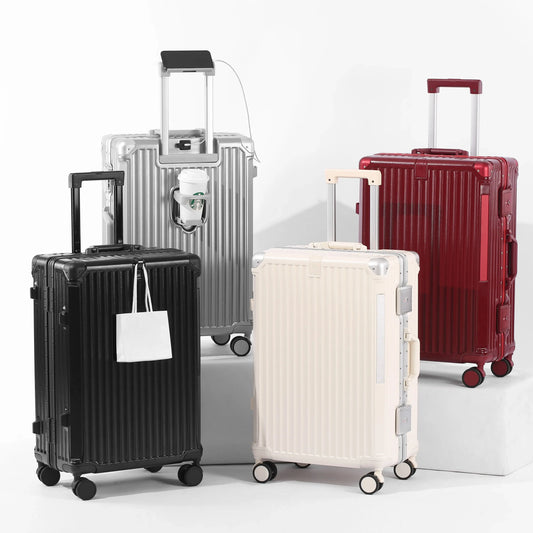 Ultralight luggage with cup holder, travel case with USB charging port, TSA lock for travel and business trip