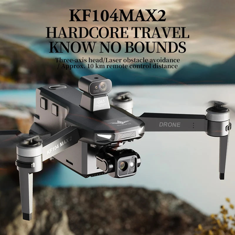 KF104 MAX GPS drone 3-axis EIS PTZ Camera PFV RC Aircraft 360° Obstacle Avoidance Quadcopter Built-in Card Slot 125G Memory Card