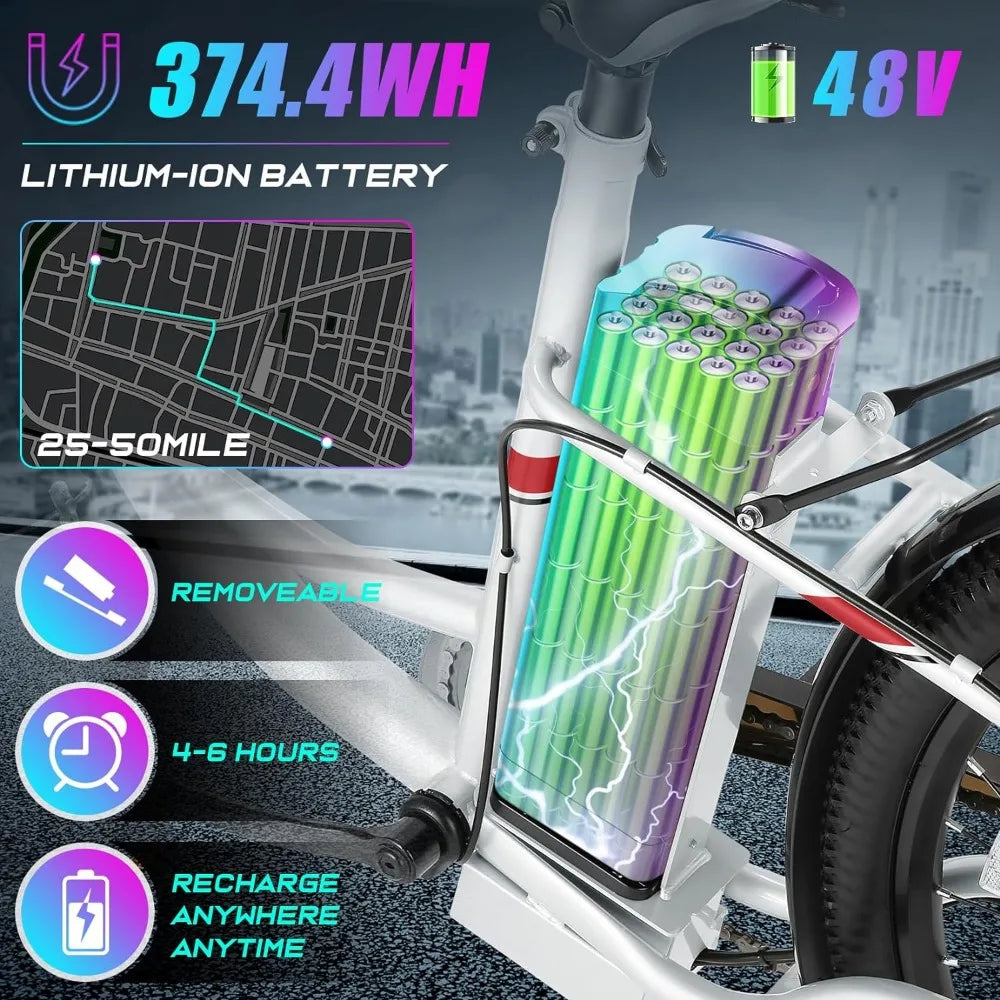 Electric Bike, 26'' Electric Bike for Adults, 500W Ebike with 48V Removable Battery, Electric Commuter Cruiser Bike 20MPH