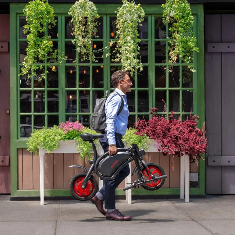 QJetson Bolt Electric Ride-On Bike, Easy-Folding, Built-in Carrying Handle, Twist Throttle, Up to 15.5 MPH, Ages 13