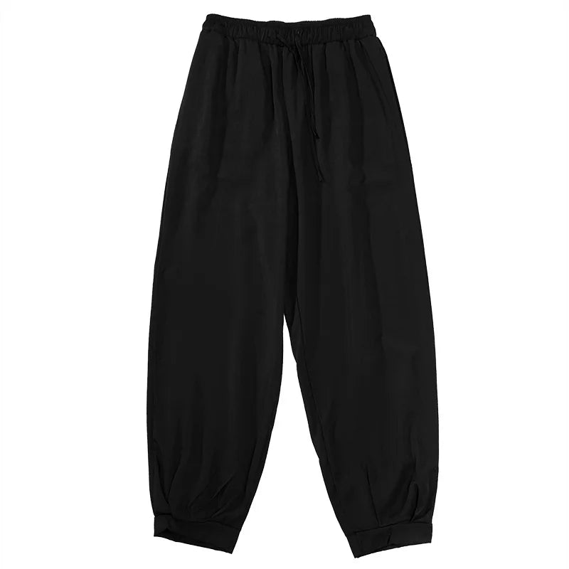 Spring Summer Thin Casual Trousers Chinese Traditional Dress Loose Ice Silk Plus Size Harem Pants Men Clothing Oversized Joggers