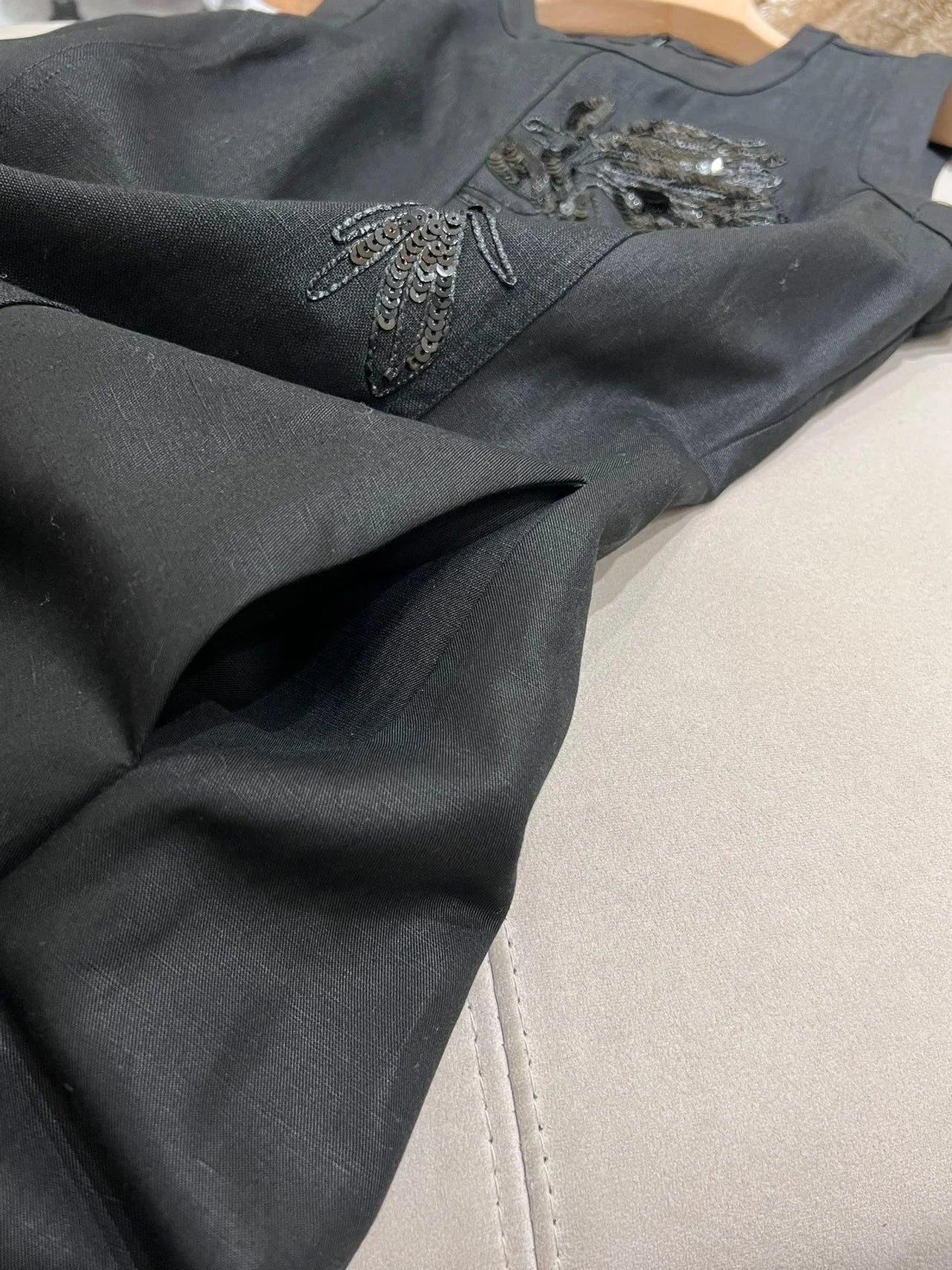 Summer B*C Women's Dress Linen Pullover Sleeveless Embroidery Dresses Woman Clothing High Quality Skirt Sparkling Sequins