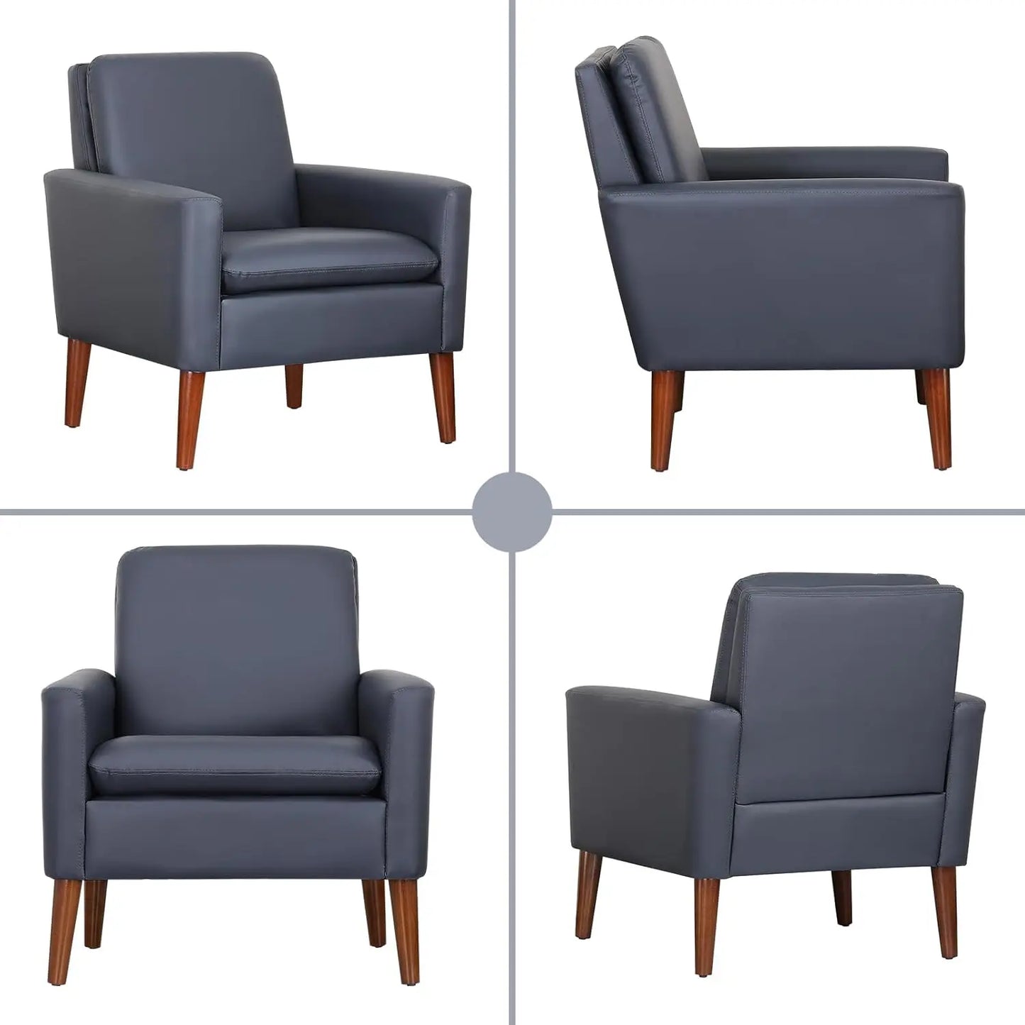 Faux Leather Accent Chair Upholstered Living Room Arm Chair Comfortable Reading Sofa Chairs for Bedrooms Dorm Room Office