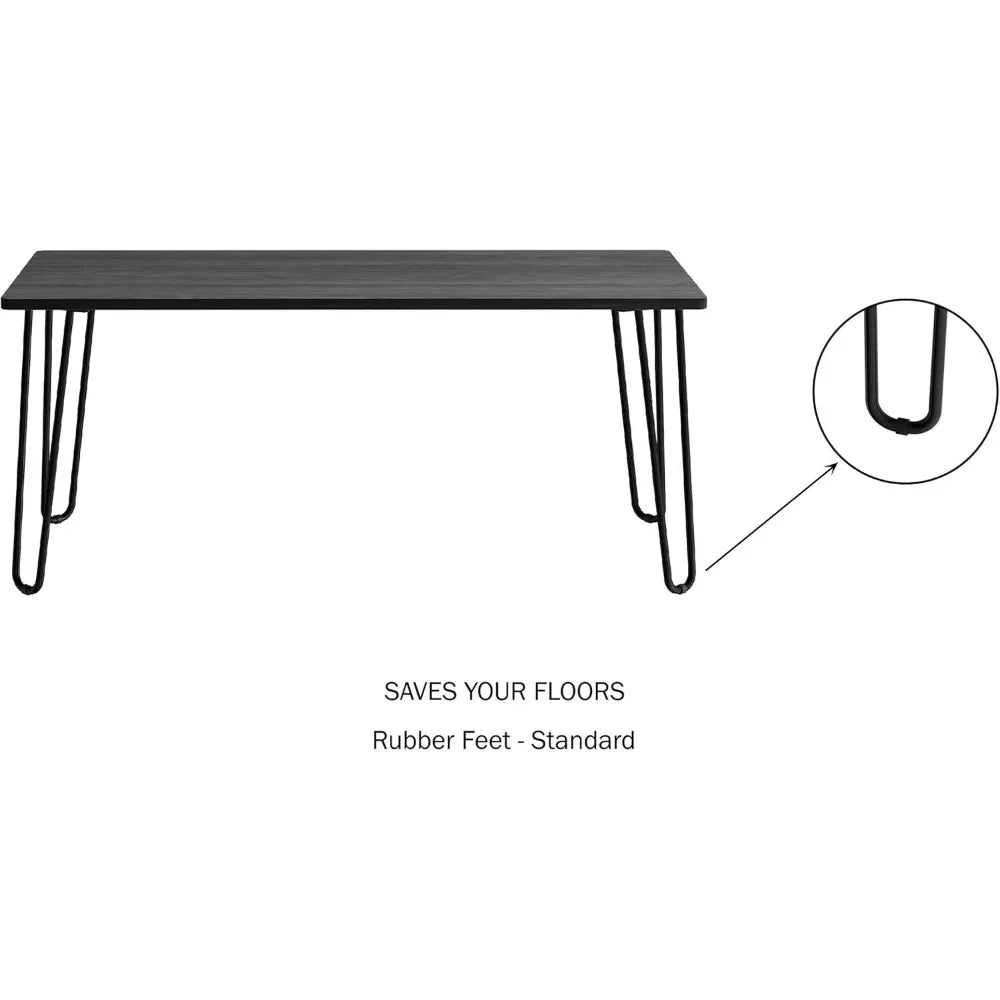Rectangular Coffee Table, Modern Industrial Style Home Decor, Wood Grain Appearance and Steel Decoration Living Room Furniture