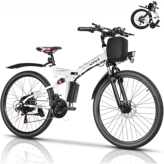 AVivi M026TGB 26" for Adults, Folding Electric Mountain Bike with 500W Motor, 48V Removable Lithium B