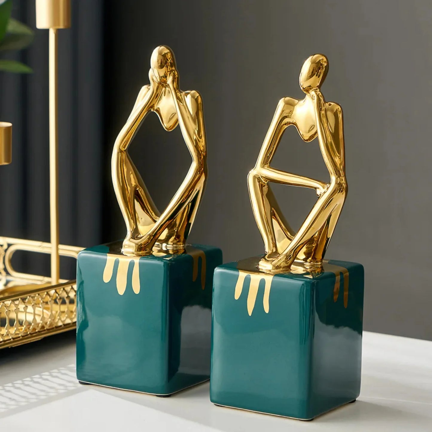 Nordic Luxury Home Accessories Abstract Thinking Character Sculpture Abstract Living Room Decoration Modern Home Decoration Gift