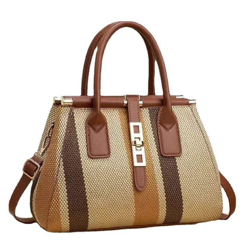 BBA078 Fashion Women's Single Shoulder Crossbody Bags Striped Contrasting Color Portable Handbag Casual Popular