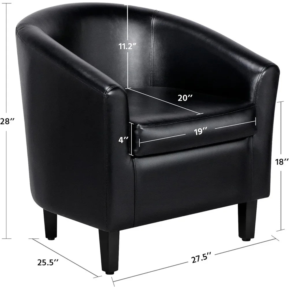 PU Leather Accent Chairs, Waiting Room Chair with Soft Padded Seat for Living Room Bedroom Reading Room