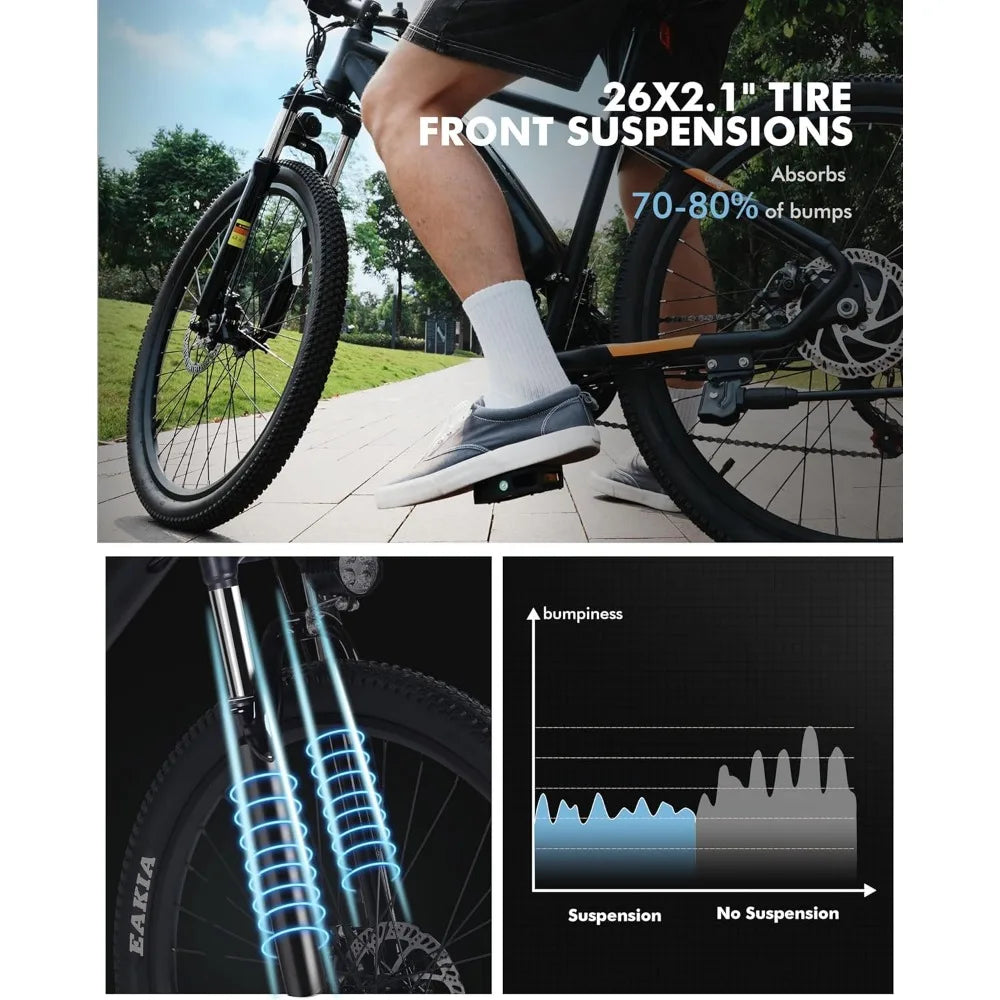 Racer Electric Bike for Adults - 21-Speed Mountain Lightweight Ebike with Peak 500W Brushless Motor, 375Wh Removable Battery