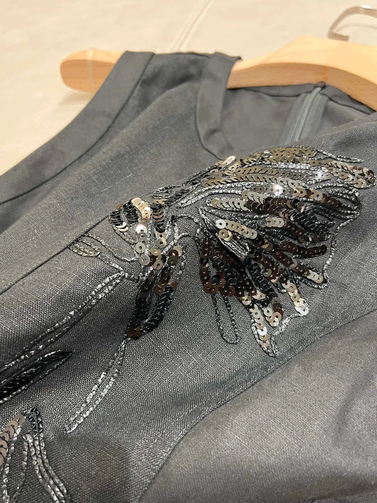 Summer B*C Women's Dress Linen Pullover Sleeveless Embroidery Dresses Woman Clothing High Quality Skirt Sparkling Sequins