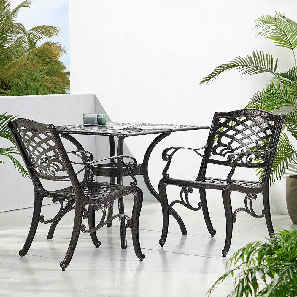 Dining Chairs Set Of 2 Modern Floral Accent Side Chairs Indoor Outdoor Aluminum Patio Arm Chair For Backyard Garden
