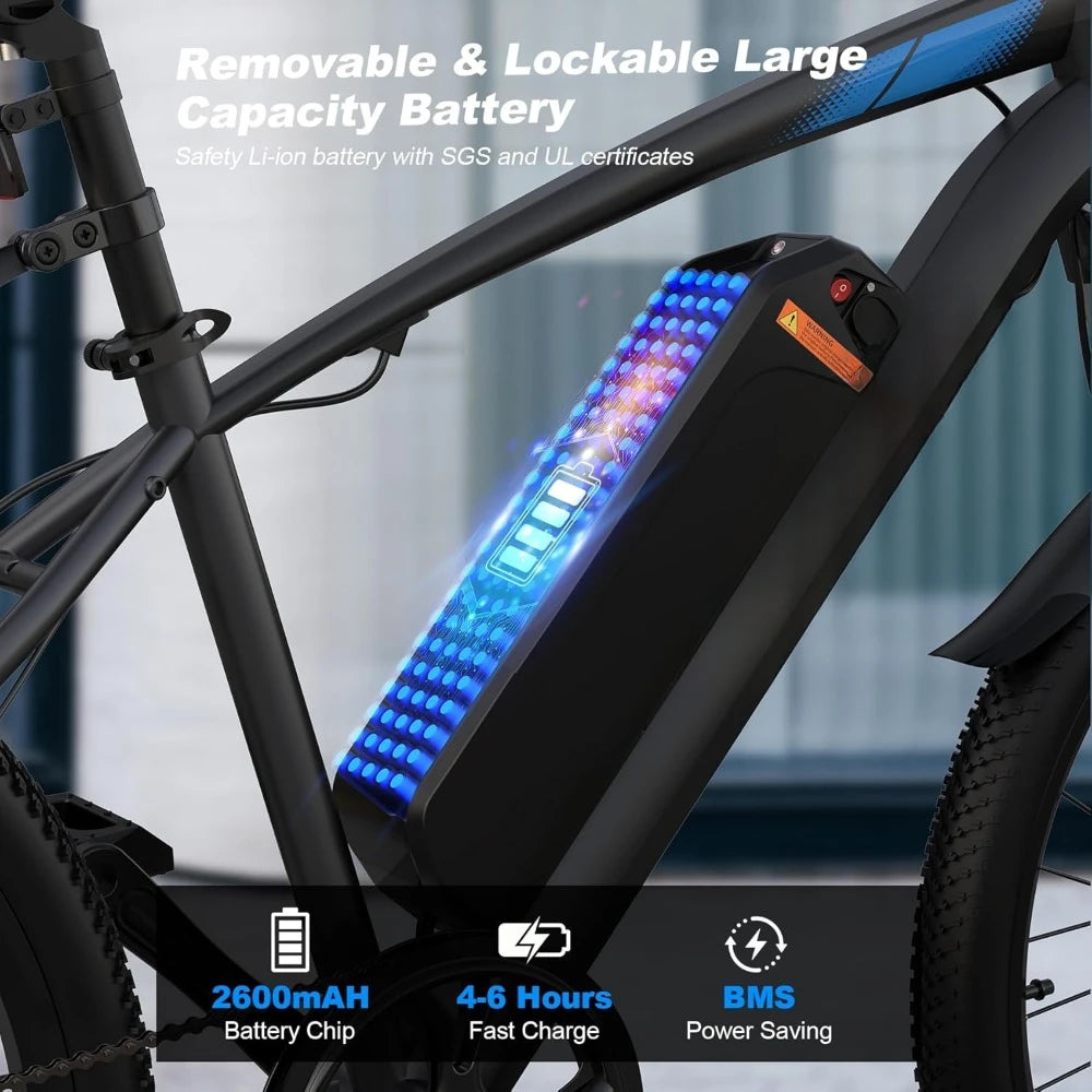 Electric Bike, 350W 20MPH Commuter Ebike with 36V Removable Battery, 24'' Electric Mountain Bike with Front Fork Suspension