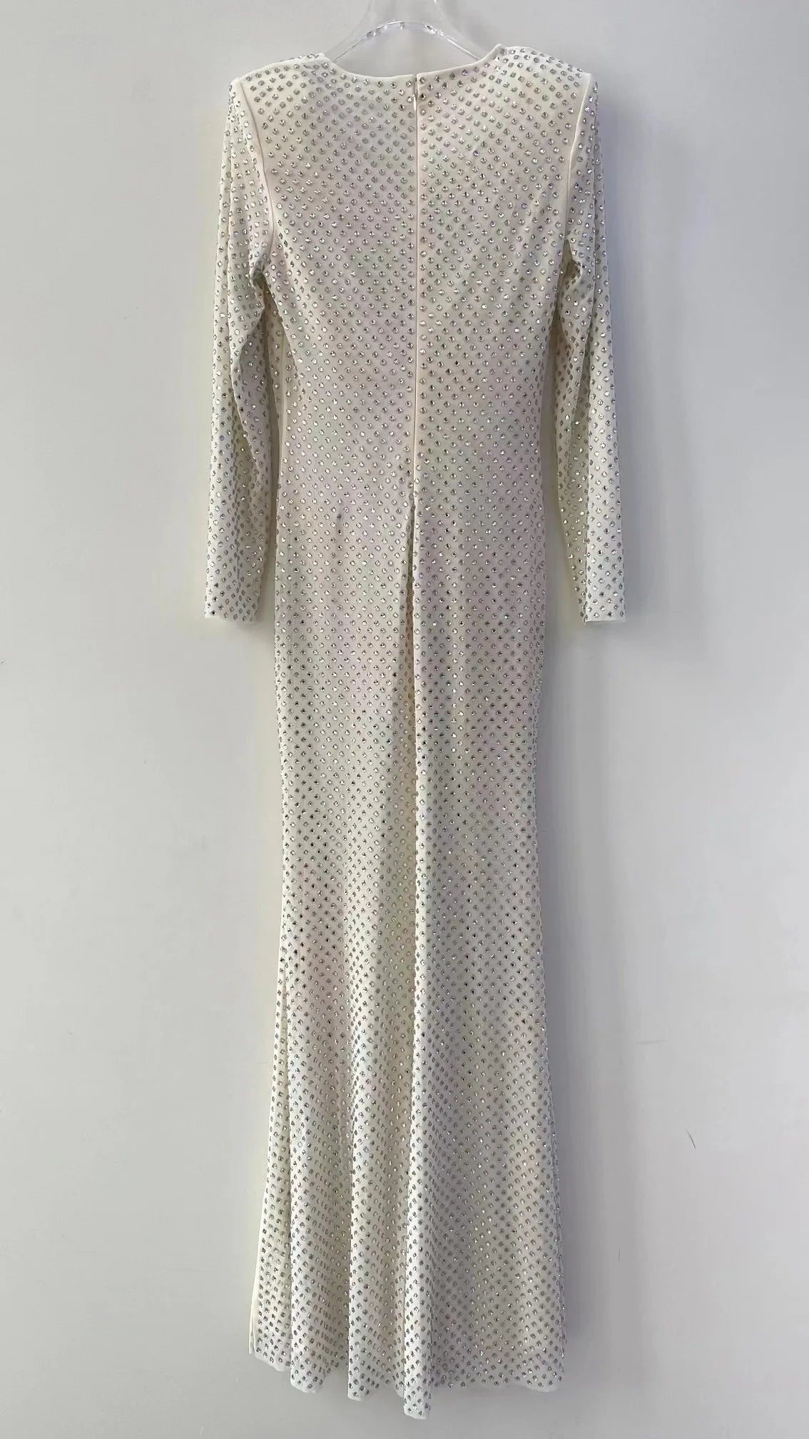 Women's Long Robes 2024 New Spring Summer Diamond Decoration Round-neck Slim Casual Long Sleeve Dress