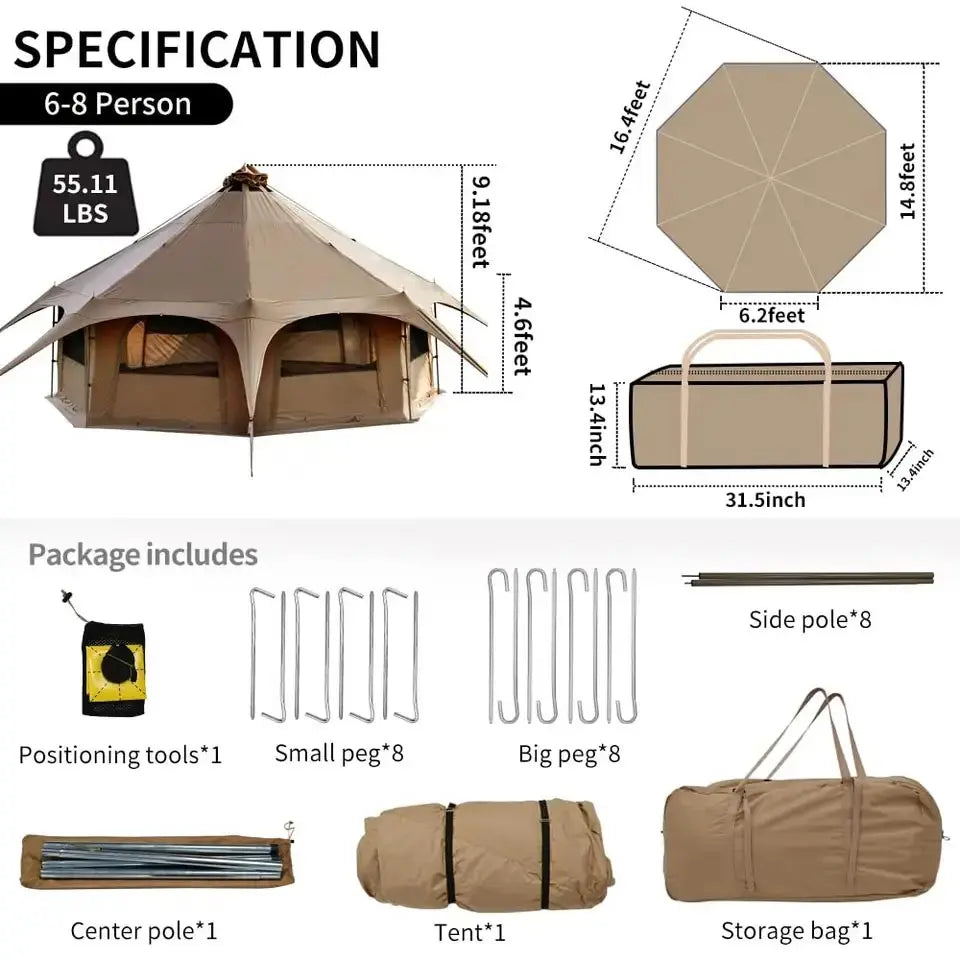 Good Quality Canvas Bell Tent Family Outdoor for Camping Luxury Mongolian Yurt Tent