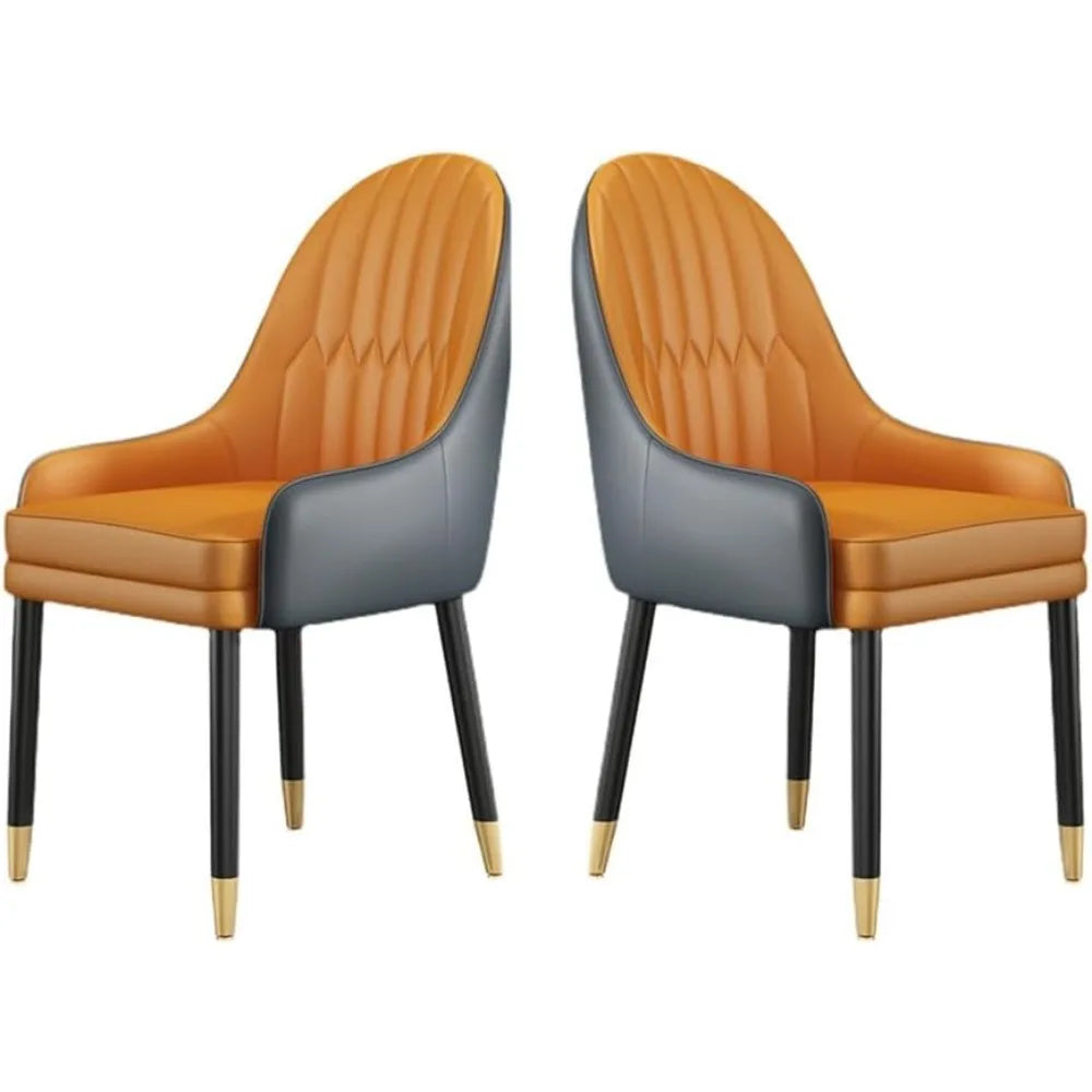 dining chair，Modern Dining Chairs Set of 2,Faux Leather Accent Chairs with Cushioned Seat,Backrest and Legs,Upholstered Lounge