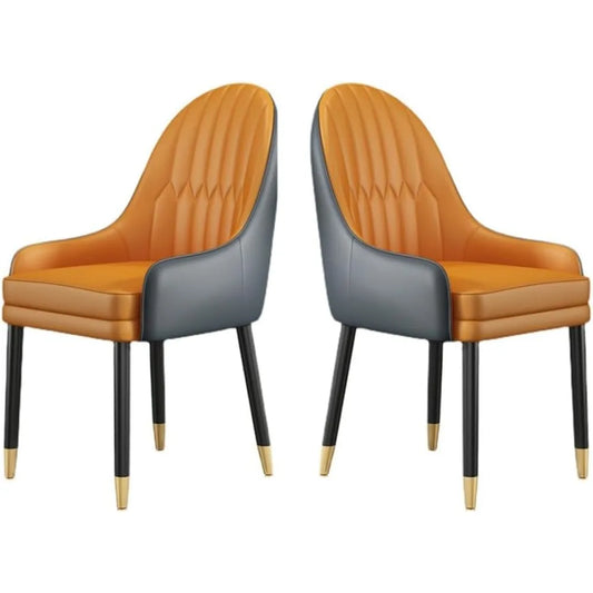 dining chair，Modern Dining Chairs Set of 2,Faux Leather Accent Chairs with Cushioned Seat,Backrest and Legs,Upholstered Lounge