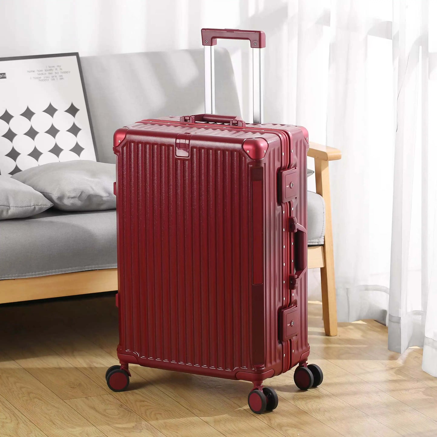 Ultralight luggage with cup holder, travel case with USB charging port, TSA lock for travel and business trip