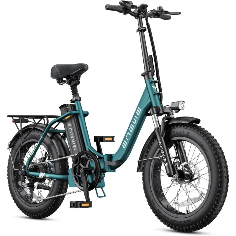 QENGWE 1125W Bike for Adults, L20 2.0 20''×3.0" Fat Tire Electric Bicycle 52V 13Ah Removable Battery Max Ran