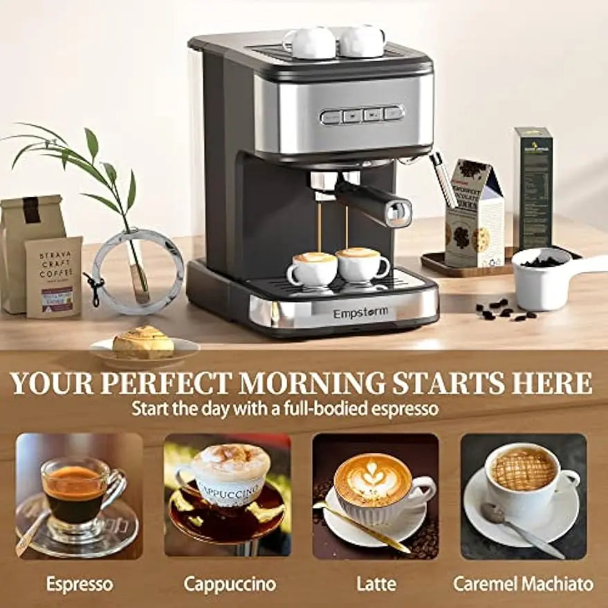Machine 20 Bar,Espresso Coffee Maker with Milk Frother Steam Wand,Semi-Automatic Dual-nozzle Espresso Machine