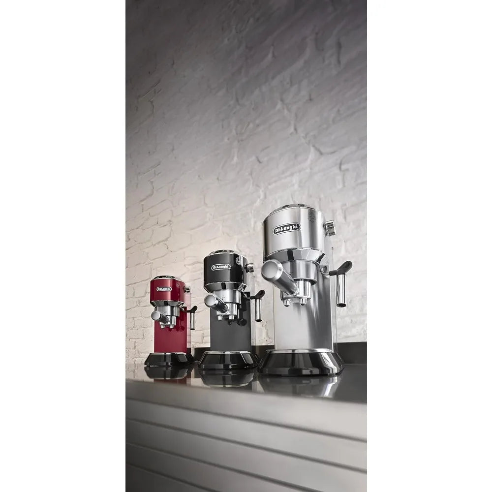 Espresso Machine, Coffee and Cappucino Maker with Milk Frother, Metal / Stainless, Compact Design 6 in Wide, Fit Mug Up to 5 in