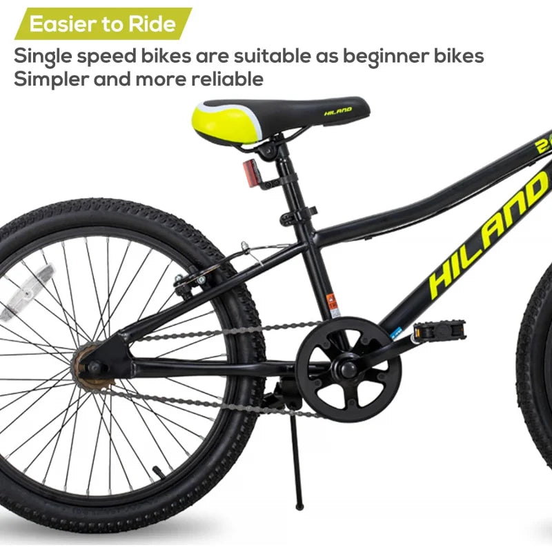 QHiland 20 24 Inch Mountain Bike Age 5   Year Old, Front Suspension Fork Kids' Bicycles for Boys Girls Multiple Colo