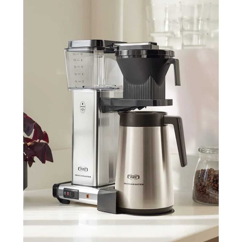 Coffee Brewer, 40 oz, Polished Silver, automatic coffee machine